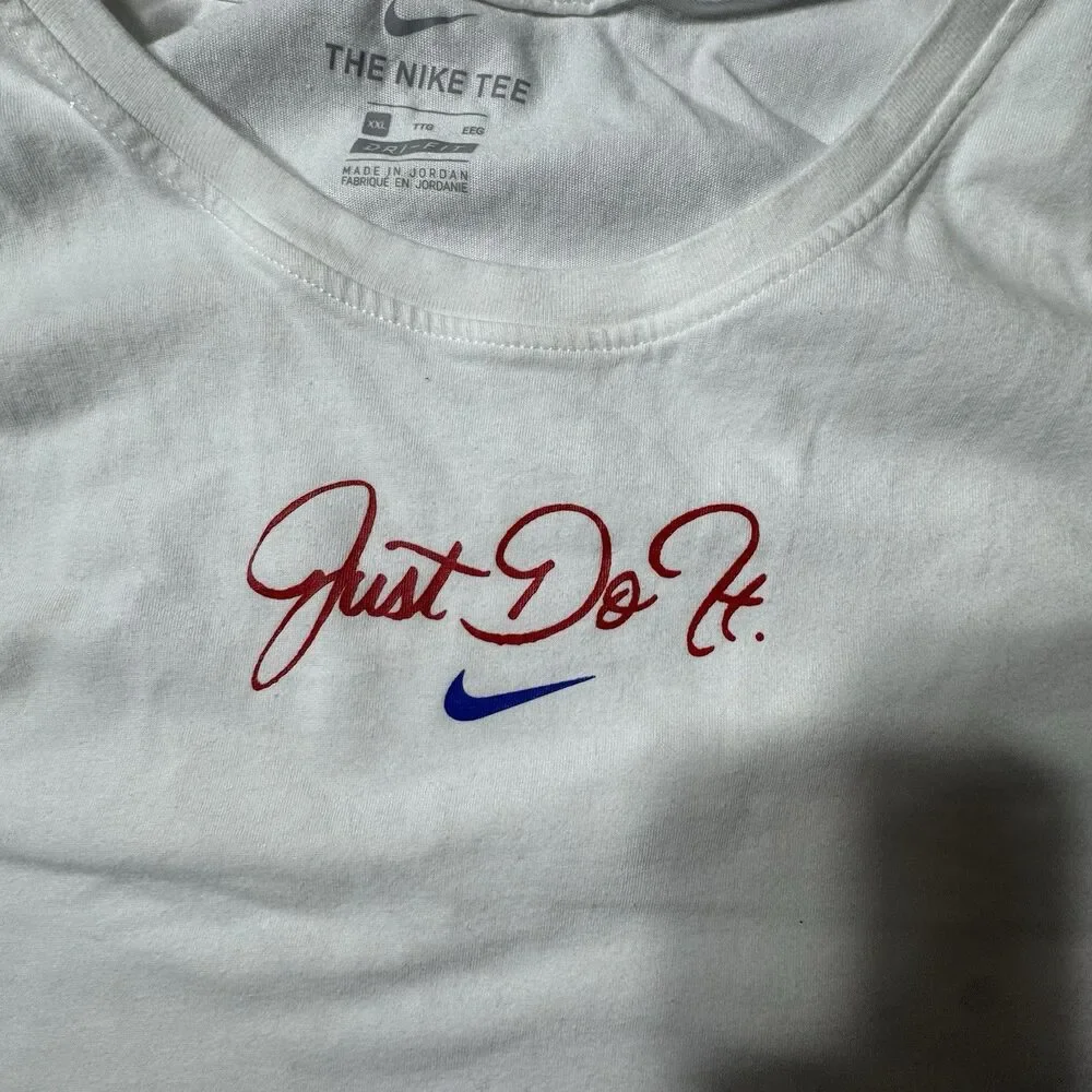 Nike Women’s Plus Size‎ Just Do It Dry Fit White Cotton Workout Tank
